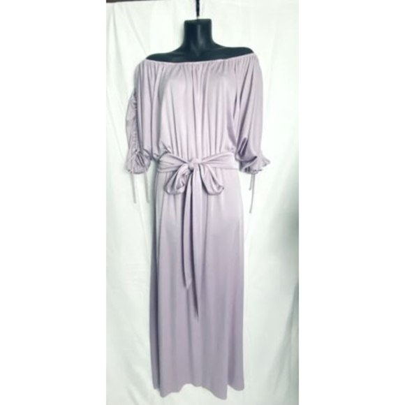 Vintage Dressy New York Creations Lavender Purple Sheen Dress Cinched Sleeve S M - Picture 4 of 8
